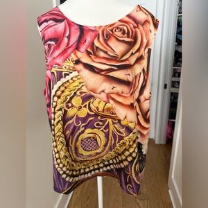 Nuvango Toronto Sleeveless Graphic Top | Roses & Baroque Print | Size 12